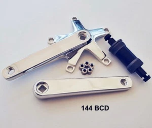 Brazos de manivela de pista de una sola velocidad de engranaje fijo y BB / 144 BCD PLATEADO - Juego de bielas de 165 mm - Imagen 1 de 1