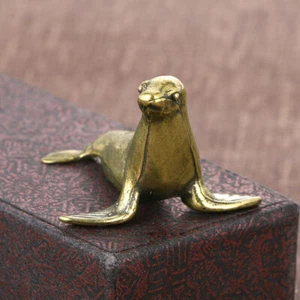 Solid Brass Seals Figurine Small Statue Animal Figurines Toy desktop Decoration - Picture 1 of 6