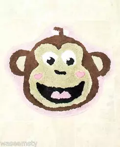 Slumber Party Fun Monkey Girl Brown Pink Heart Bath Rug Mat Decor - Picture 1 of 1