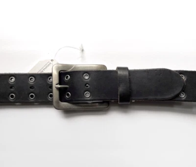 Винтажный BANANAREPUBLIC 40 дюймов кожаный люверс черный люверс ремень Италии мотоциклиста панк - Изображение 1 из 4