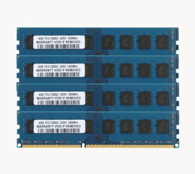 16 GB DDR3 RAM 4x 4 GB PC3-12800 1600MHz 240pin DIMM Desktop Memory Low density - Image 1 of 4