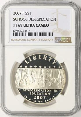 2007-P $1 School Desegregation Commemorative Silver Dollar NGC PF69 Ultra Cameo - Image 1 of 2