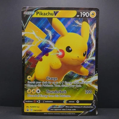 Pikachu V Jumbo Pokemon TCG SWSH061 Shining Fates 2021 Oversized Card - Image 1 of 2
