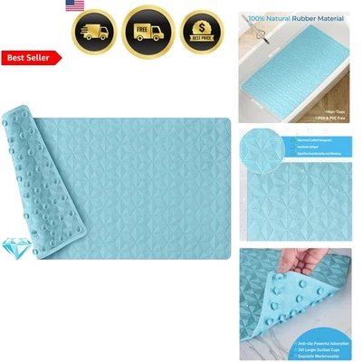 Non Slip Bath Mat Rubber Shower Mat Suction Cups - 28x16 Inch Blue - Image 1 of 4