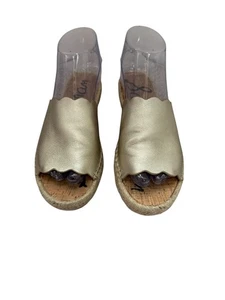 Sam Edelman Slide Size 6.5 Andy Espadrille Gold Slide Sandals - Picture 1 of 13