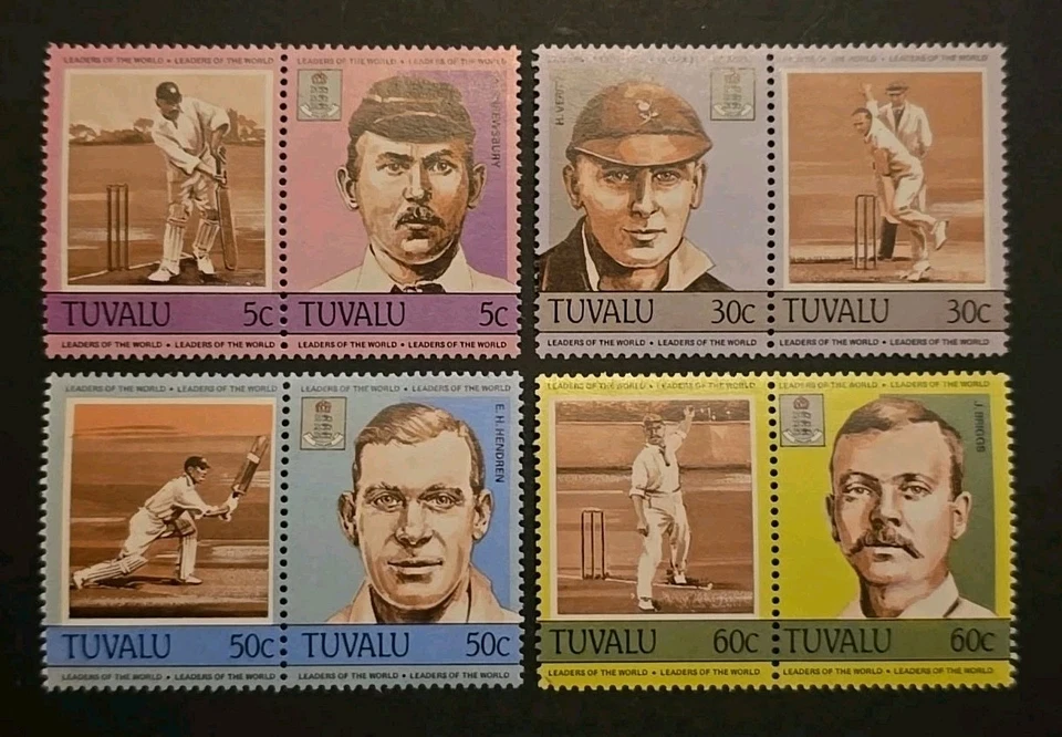 Tuvalu Scott 259-262 Leaders Of The World Cricketers 1984 Se-tenant Set Of 4 MNH - Image 1 of 1