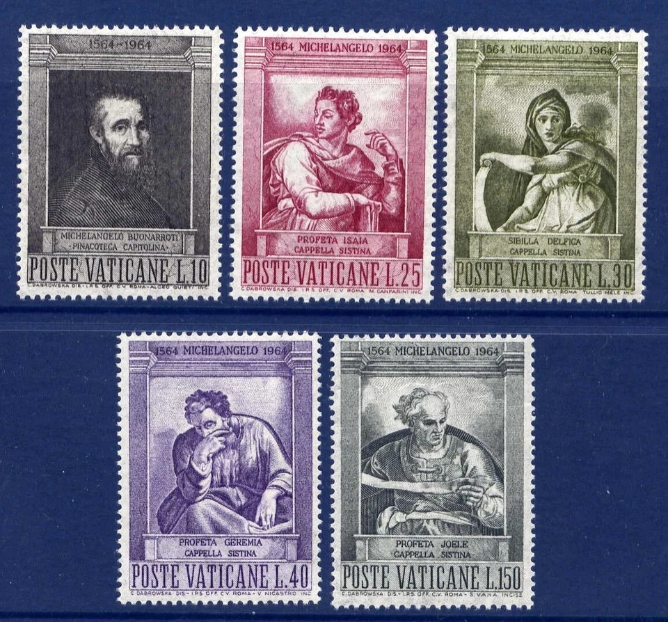Vatican Stamp Sc 387-91, 1964 Michelangelo, F/VF MNH (509B125) - Image 1 of 1