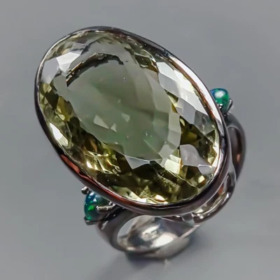 Nuevo Regalo 37 ct Anillo Amatista Verde Natural Plata de Ley 925 Talla 8/R432234 Foto 1 de 4