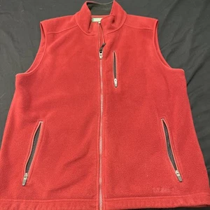 LL Bean Mens Medium Red Full Zip Fleece Vest Pockets Sleeveless Collar Vintage - Picture 1 of 14
