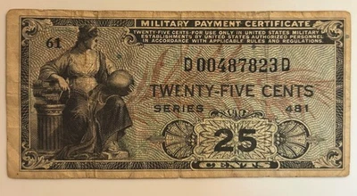 25 Cents Military Payment Certificate Series 481 (1951-1054) - P#M24a - Image 1 of 3