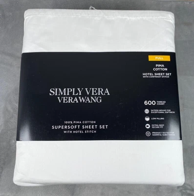 Juego completo Simply Vera Wang - Supersuave - Blanco - 600tc - Nuevo Foto 1 de 4