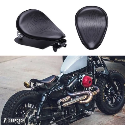 Flame Driver Solo Seat w/ Spring For Harley Sportster XL 1200 Iron 883 48 Bobber - Image 1 of 4