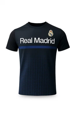 Camiseta HKY Sportswear Real Madrid Juvenil Poli Negra Azul Licencia Aficionado al Fútbol Camiseta Foto 1 de 4