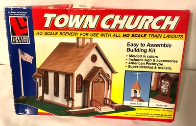 Life-Like 433-1350 HO Scale, Town Church New Sealed Kit. - Image 1 of 3