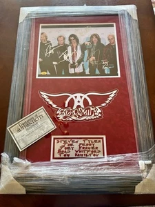 Aerosmith RARE Full Group Signed 22x33 Fine Art Matted Matte Photo FOD Certified - Picture 1 of 6