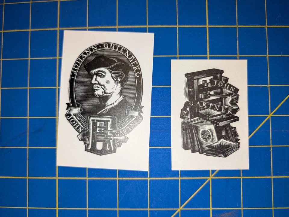 2 Ex libris John Gartner By Allen Jordan (Artist) bookplate Foto 1 de 1