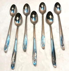Oneida Stainless Flatware ROSEANNE 7 Iced Tea Spoons - Picture 1 of 9