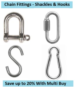 CHAIN Accessories & Fittings - Shackles Snap Hooks Chain Links Grips & Thimbles - Picture 1 of 18