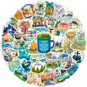 Outdoor Camping Wilderness Stickers 50pcs Waterproof Skateboard Scrapbook Laptop - Picture 1 of 6