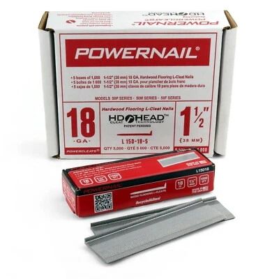 Powernail L150185 18-Gauge 1-1/2-Inch Length L-Cleat Flooring Nails (5000 ct) - Image 1 of 4