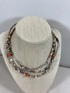 Silpada 15 3/8" Sterling Silver 3 Stand Multi Stone Choker Necklace - Picture 1 of 7