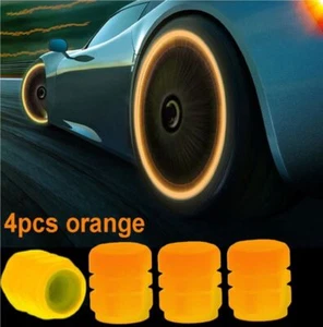 4pcs Luminous Tire Valve Cap Car Wheel Dust Covers Glow In The Dark -Orange - Picture 1 of 3
