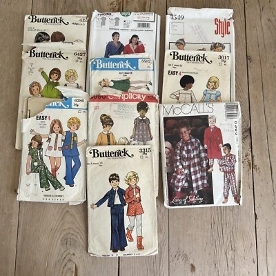 10 Used Cut Children's Patterns Retro Vintage Dress Coat Dressing Gown Pattern - Image 1 of 4