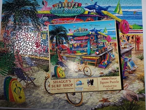 SHAGGY'S SURF SHOP 1000-TEILIGES PUZZLE von SUNSOUT ~ Bigelow Illustration - Bild 1 von 5