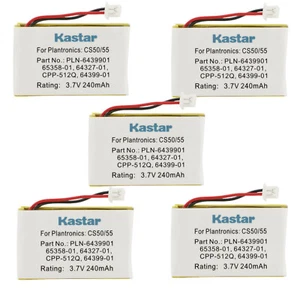 Kastar Battery 5-Pack for Plantronics CS50 USB CS55 CS60 65358 6535801 4600003XA - Picture 1 of 5