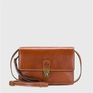 Patricia Nash Lanza Crossbody Brown Accordion Pocket Organizer Leather Bag Purse - Picture 1 of 10