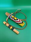 Wooden Bead & Painted Decorated Whistles -Native American / Folk / Mexico