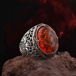Blazing Flame 925 Sterling Silver Male Handmade Ottoman Ring