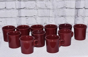 Homer Laughlin HCL Fiesta Wear Burgundy Ring Handle Flat Coffee Tea Mug Set-12 - Picture 1 of 10