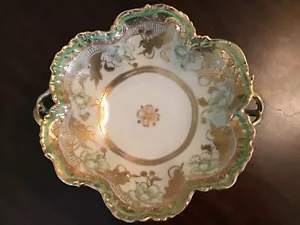 RARE ANTIQUE NIPPON GOLD GILT LEAVES & HAND PAINTED FLOWERS 8” SERVING BOWL - Picture 1 of 8