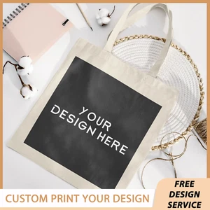 Bolso de Mano de Lona Personalizado Resistente Reutilizable Personalizado Regalo Cualquier Imagen Texto Logo - Imagen 1 de 7