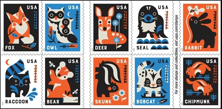 US Stamps 2025 SC#6006 - 6015 - Baby Wild Animals Forever Stamps - Block of 10 - Image 1 of 1