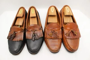 Allen Edmonds Nashua mens size 10.5 brown leather tassel loafer dress shoe x2 - Picture 1 of 24