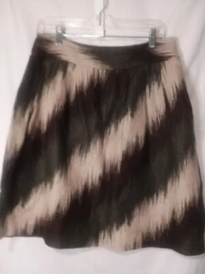 Michael Kors  women Skirt Green Brown  A Line Career Casual Sz 6 Linen - Image 1 of 4