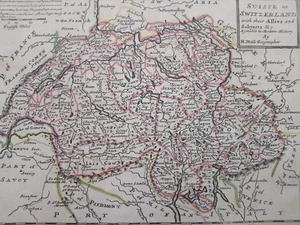 1732 Herman Moll Mapa Suisse or Switzerland with their allies Map Suiza Svizzera - Foto 1 di 2
