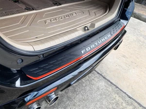 RED MATTEBLACK REAR BUMPER STEP DOOR SCUFF PLATE COVER FOR TOYOTA FORTUNER 15-22 - Picture 1 of 11