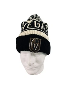 Fanatics Las Vegas NHL Golden Knights logo black/white beanie w/pom - Picture 1 of 10