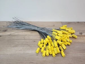 100pcs 12" Steel Security Cable Seals Numbered Anti-Tamper Wire Tags, Yellow - Picture 1 of 3