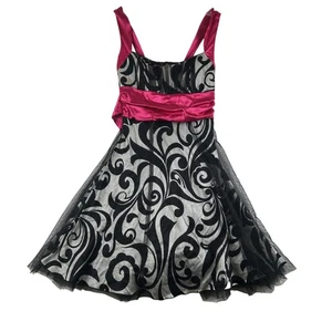 Vintage B Darlin Dress Womens 3/4 Mesh Tulle Scroll Formal Y2K 2000s Prom Party - Picture 1 of 18