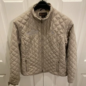 Ariat Riding Jacket Girls Large Tan Quilted Customized Embroidery 3 Season - Picture 1 of 10