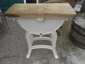 ANTIQUE RUSTIC BESPOKE IRON AND HARDWOOD SIDE TABLE - Picture 1 of 10
