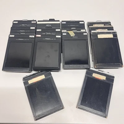 Lote de 14 - Soportes de película gráfica vintage 4x5” tipo 5 - Marcas mixtas (algunas MADERAS) Foto 1 de 4