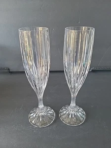 VTG Mikasa Crystal PARK LANE Champagne Flutes 8 5/8" Excellent Set Of 2 - Picture 1 of 5