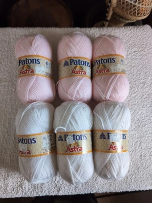PATONS, Astra, White And Pink, 50 g, Each.  Mixed Lot Of 6 - Image 1 of 4