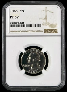 1963 25c US Silver Washington Quarter Coin NGC PF 67 - Picture 1 of 2