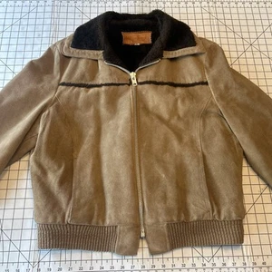 Vintage William Barry Talon Zipper Suede Leather Jacket USA Size 46 - Picture 1 of 15